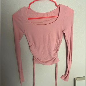 Shein Drawstring Side Scoop Neck Tee